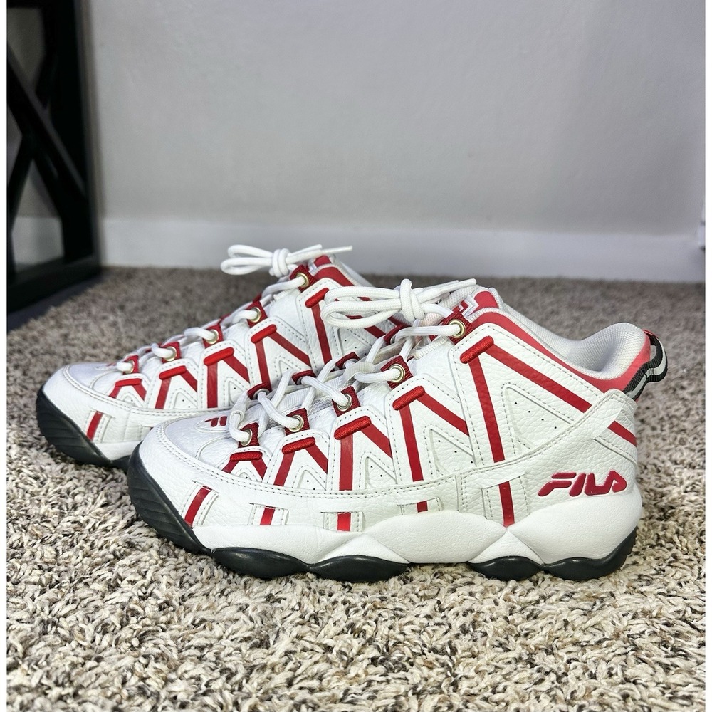 FILA Spaghetti Men's Size 6 Shoes White‎ Red Mid 3BM01862-053 Stackhouse